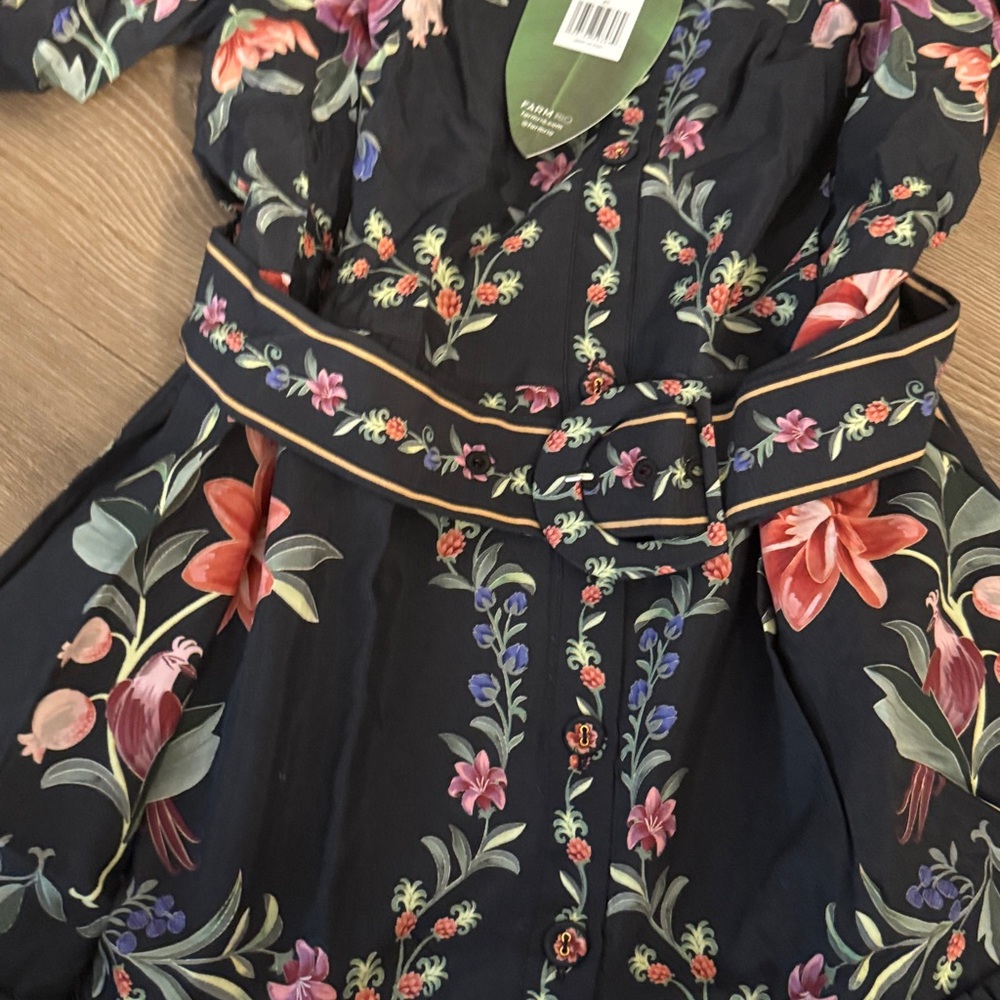 NWT FARM RIO Black Belle Garden Lace Belted Mini Dress - Picture 6 of 8